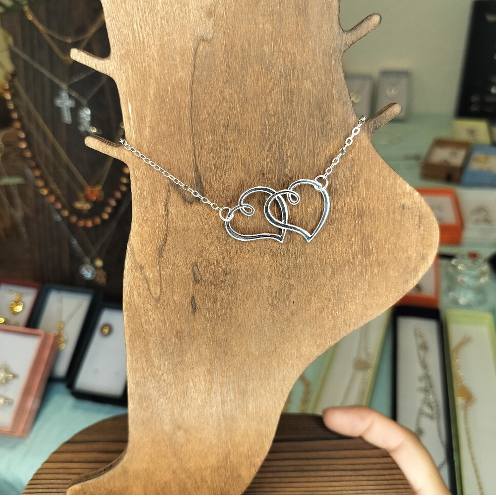 Double heart silver Anklet